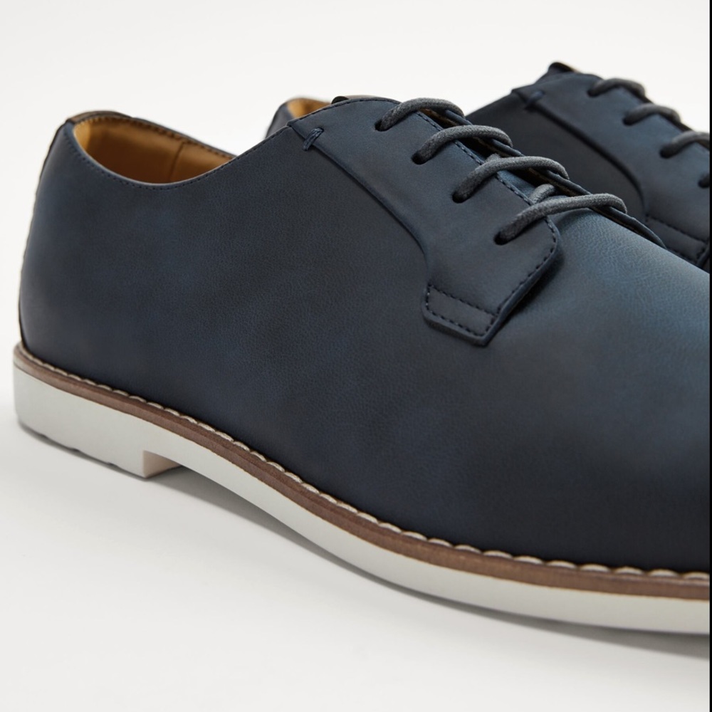NWOT-Zara LACE-UP NAVY SHOES. EU 40. Men US 7 - Picture 4 of 6